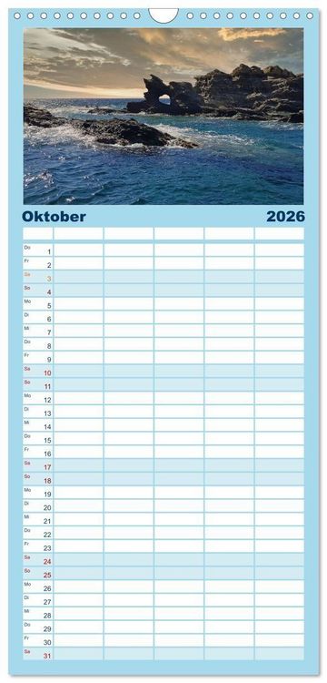 Produktbild: Familienplaner 2026 - Kretas bezaubernder Norden mit 5 Spalten (Wandkalender, 21 x 45 cm) CALVENDO