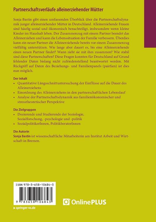 Produktbild: Partnerschaftsverl&auml;ufe alleinerziehender M&uuml;tter