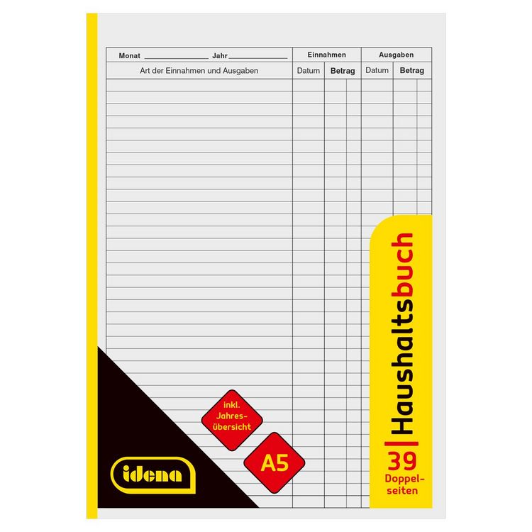 Produktbild: Idena Haushaltsbuch Doppelseiten DIN A5 39 Blatt