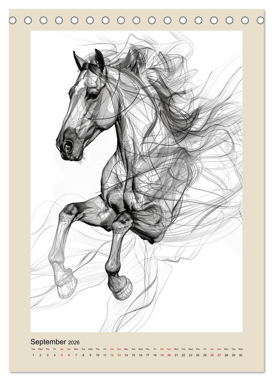 Produktbild: Sketchy Power Horses (Desk Calendar 2026 DIN A5 portrait), CALVENDO 12 Month DeskCalendar