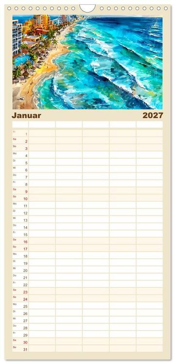 Produktbild: Familienplaner 2027 - Magisches Mexiko. Leuchtende Impressionen mit 5 Spalten (Wandkalender, 21 x 45 cm) CALVENDO