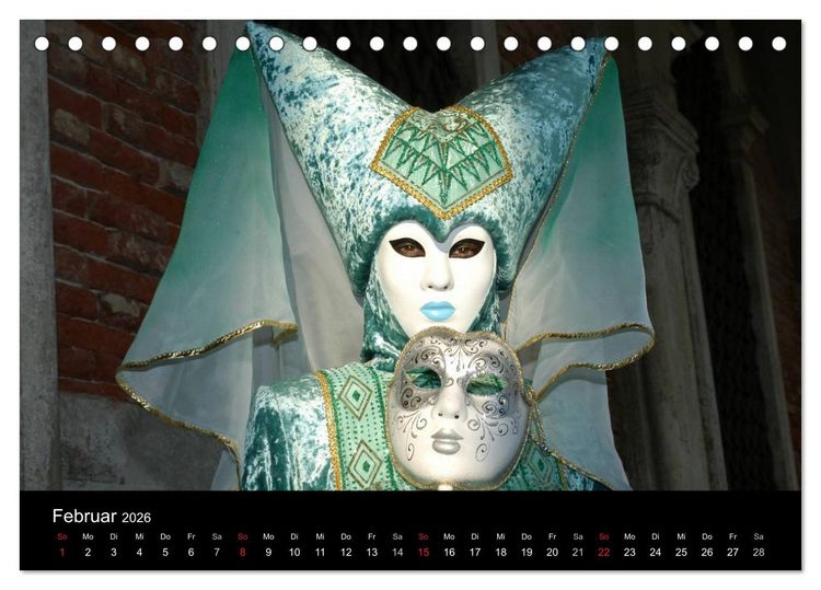 Produktbild: Maskenzauber in Venedig 2026 (Tischkalender 2026 DIN A5 quer), CALVENDO Monatskalender
