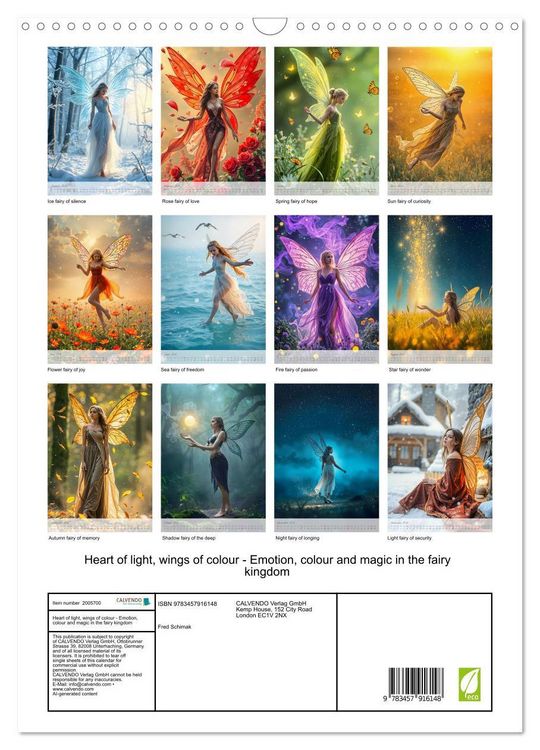 Produktbild: Heart of light, wings of colour - Emotion, colour and magic in the fairy kingdom (Wall Calendar 2026 DIN A3 portrait), CALVENDO 12 Month Wall Calendar