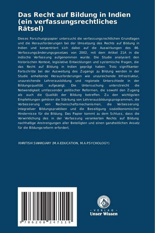 Produktbild: Das Recht auf Bildung in Indien (ein verfassungsrechtliches R&auml;tsel)