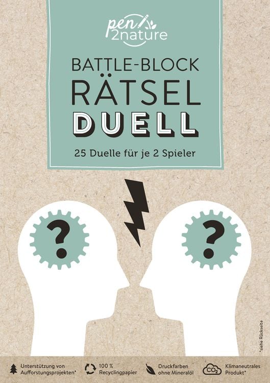 Produktbild: Battle-Block Rätsel-Duell | Spieleblock mit 25 Duellen für je 2 Spieler