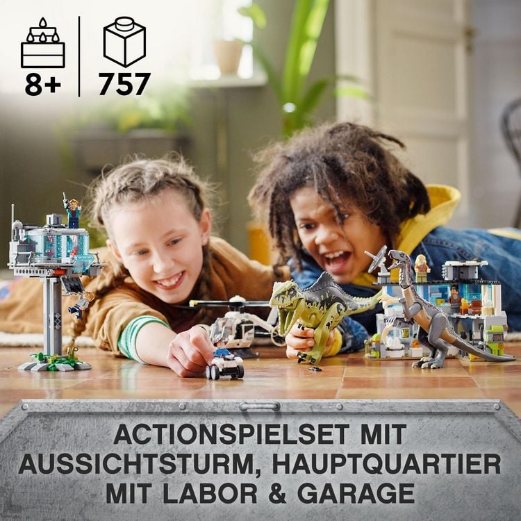 LEGO® Jurassic World: Giganotosaurus & Therizinosaurus Angriff (76949); Bauset; spannendes Spielzeug für Kinder ab 9 Jahren (658 Teile)