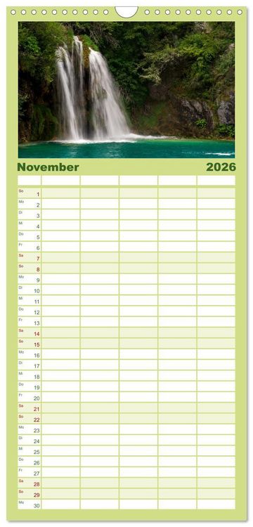 Produktbild: Familienplaner 2026 - Naturwunder Plitvicer Seen mit 5 Spalten (Wandkalender, 21 x 45 cm) CALVENDO