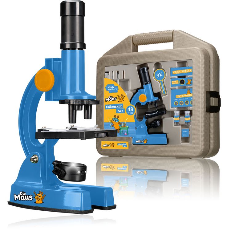 Produktbild: Bresser 13481 - DieMaus Mikroskop Set mit 100/600/1200x Vergr&ouml;&szlig;erung, 48-teilig