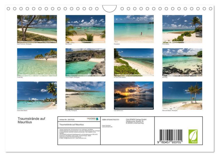 Produktbild: Traumstr&auml;nde auf Mauritius (Wandkalender 2026 DIN A4 quer), CALVENDO Monatskalender