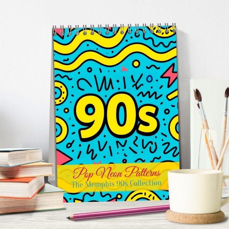 Produktbild: Pop Neon Patterns - The Memphis 90s Collection (Tischkalender 2026 DIN A5 hoch), CALVENDO Monatskalender