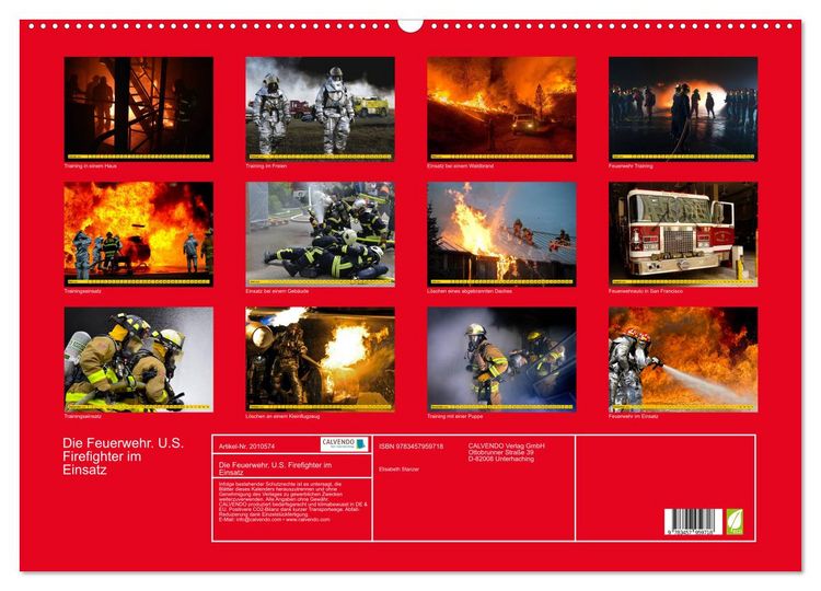 Produktbild: Die Feuerwehr. U.S. Firefighter im Einsatz (Wandkalender 2026 DIN A2 quer), CALVENDO Monatskalender