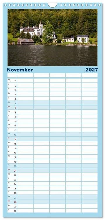 Produktbild: Familienplaner 2027 - Hallstatt und der Hallst&auml;tter See mit 5 Spalten (Wandkalender, 21 x 45 cm) CALVENDO