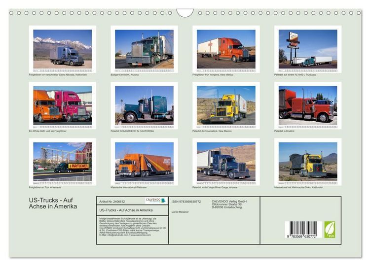 Produktbild: US-Trucks - Auf Achse in Amerika (Wandkalender 2027 DIN A3 quer), CALVENDO Monatskalender