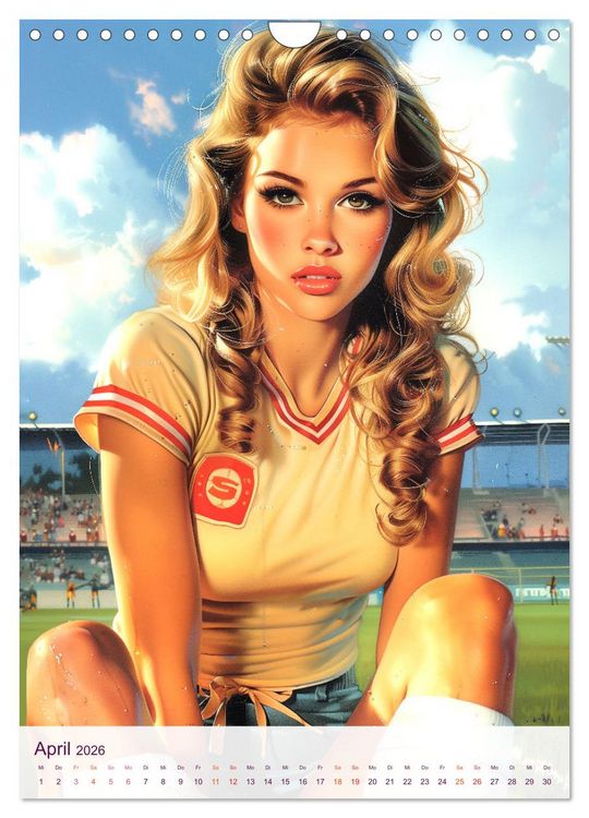 Produktbild: Frauenfu&szlig;ball - Old School Poster Style (Wandkalender 2026 DIN A4 hoch), CALVENDO Monatskalender
