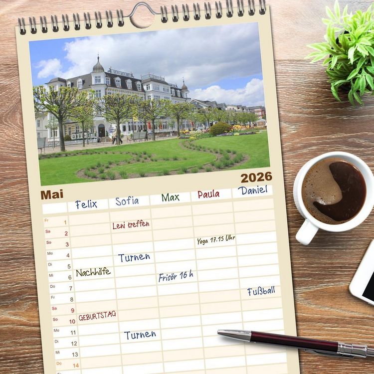 Produktbild: Familienplaner 2026 - Die Seeb&auml;der 2026 mit 5 Spalten (Wandkalender, 21 x 45 cm) CALVENDO