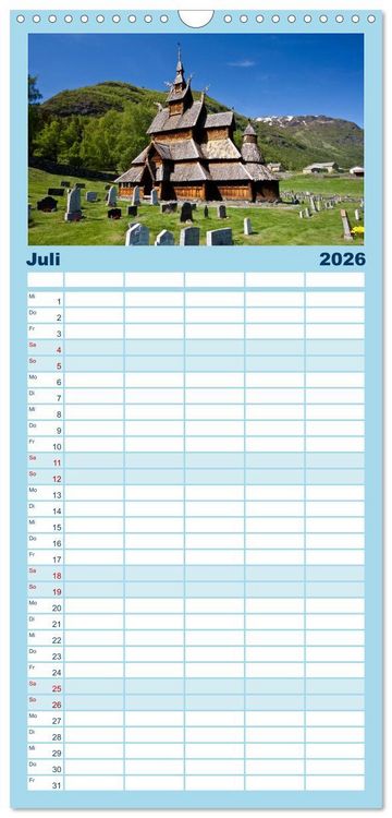 Produktbild: Familienplaner 2026 - Norwegen - Land im Norden mit 5 Spalten (Wandkalender, 21 x 45 cm) CALVENDO