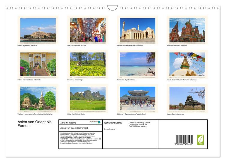 Produktbild: Asien von Orient bis Fernost (Wandkalender 2026 DIN A3 quer), CALVENDO Monatskalender