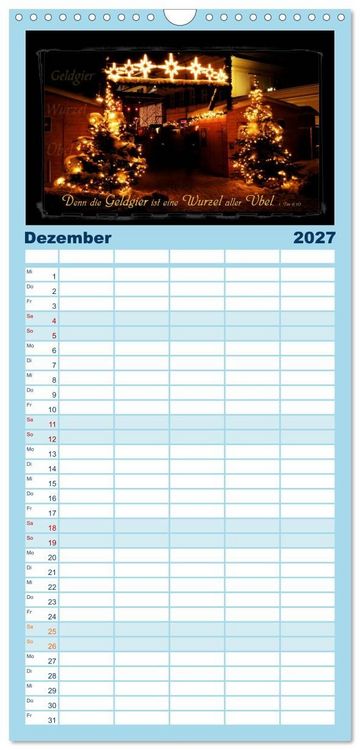 Produktbild: Familienplaner 2027 - Monat f&uuml;r Monat ein Bibelvers mit 5 Spalten (Wandkalender, 21 x 45 cm) CALVENDO