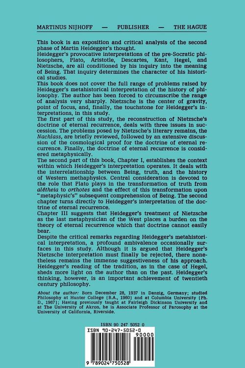 Produktbild: Heidegger&rsquo;s Metahistory of Philosophy: Amor Fati, Being and Truth