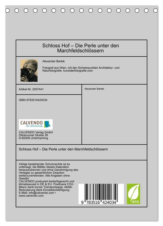 Produktbild: Schloss Hof &ndash; Die Perle unter den Marchfeldschl&ouml;ssern (Tischkalender 2026 DIN A5 hoch), CALVENDO Monatskalender