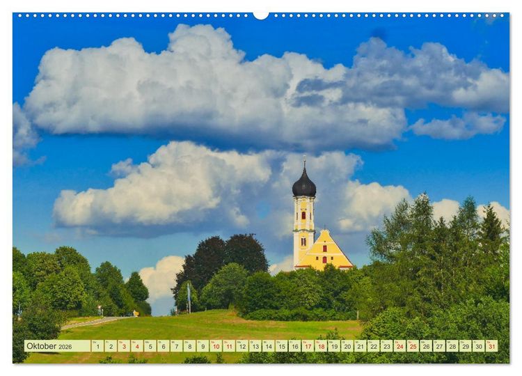 Produktbild: Die Stauden, Kirchen und Kapellen im Naturpark Augsburg westliche W&auml;lder (hochwertiger Premium Wandkalender 2026 DIN A2 quer), Kunstdruck in Hochglanz