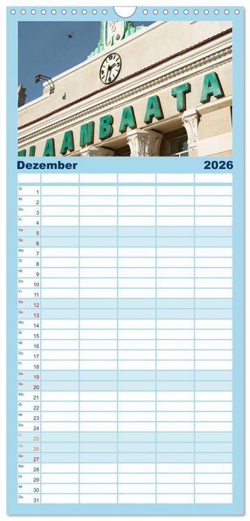 Produktbild: Familienplaner 2026 - UB, Ulan Bator, Ulaanbaatar mit 5 Spalten (Wandkalender, 21 x 45 cm) CALVENDO