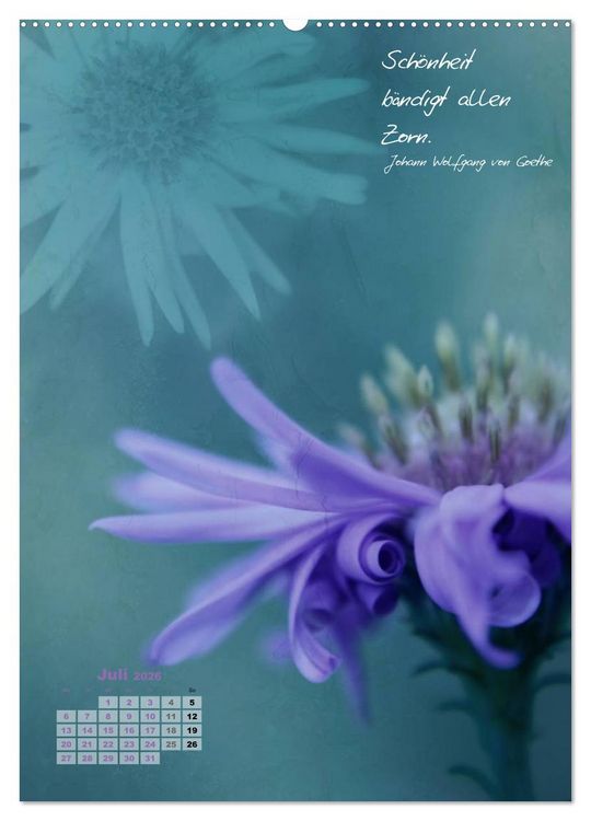 Produktbild: Blumen & Zitate (Wandkalender 2026 DIN A2 hoch), CALVENDO Monatskalender