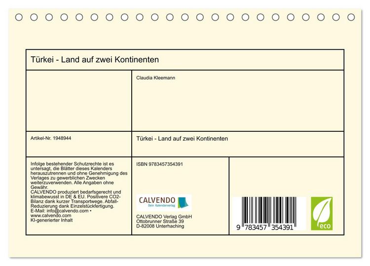 Produktbild: T&uuml;rkei - Land auf zwei Kontinenten (Tischkalender 2026 DIN A5 quer), CALVENDO Monatskalender