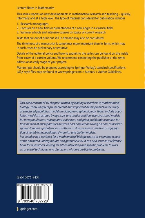 Produktbild: Structured Population Models in Biology and Epidemiology