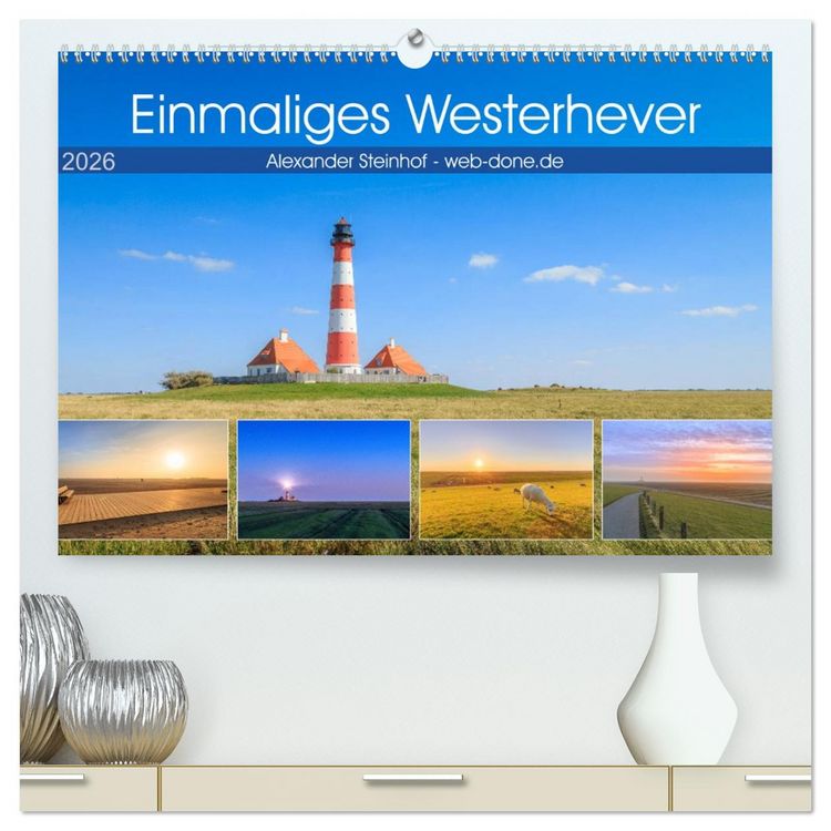 Produktbild: Einmaliges Westerhever (hochwertiger Premium Wandkalender 2026 DIN A2 quer), Kunstdruck in Hochglanz