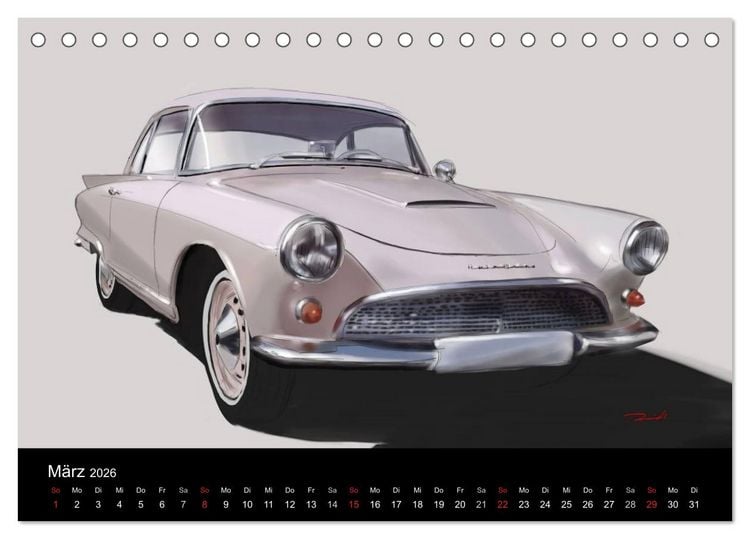 Produktbild: Classic Car Art by Reinhold Art&acute;s (Tischkalender 2026 DIN A5 quer), CALVENDO Monatskalender