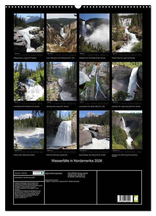 Produktbild: Wasserf&auml;lle in Nordamerika 2026 (Wandkalender 2026 DIN A2 hoch), CALVENDO Monatskalender