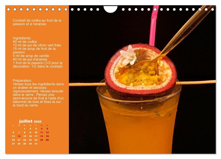 Produktbild: Cocktails de vodka Fascination (Calendrier mural 2026 DIN A4 vertical), CALVENDO calendrier mensuel