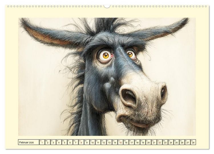Produktbild: Esel mit Haltung. Karikaturen zwischen Humor und Melancholie (hochwertiger Premium Wandkalender 2026 DIN A2 quer), Kunstdruck in Hochglanz