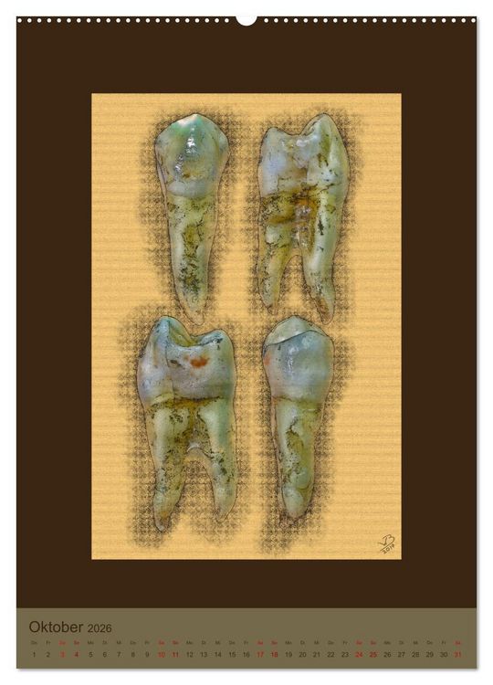 Produktbild: Z&auml;hne auf Leinwand (hochwertiger Premium Wandkalender 2026 DIN A2 hoch), Kunstdruck in Hochglanz