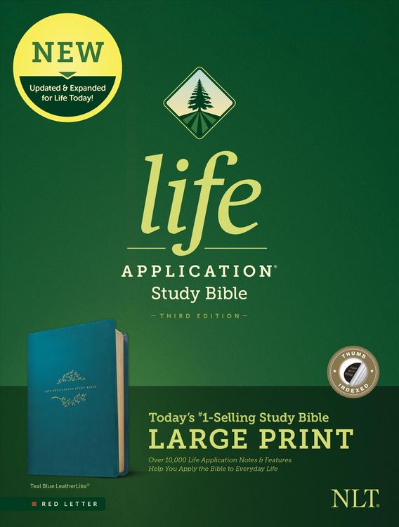 Produktbild: NLT Life Application Study Bible, Third Edition, Large Print (Leatherlike, Teal Blue, Indexed)