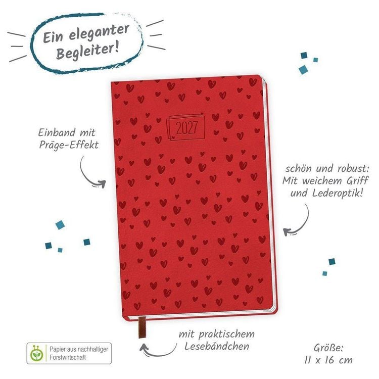 Produktbild: TR&Ouml;TSCH - Taschenkalender A6 Soft Touch Herzchen 2027