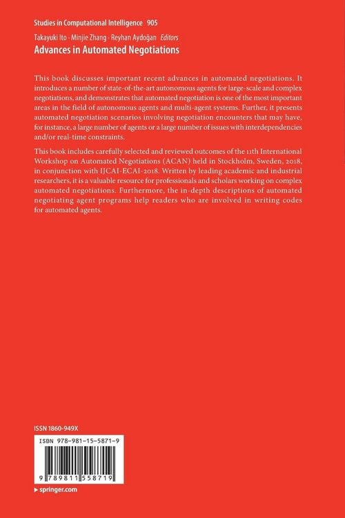 Produktbild: Advances in Automated Negotiations
