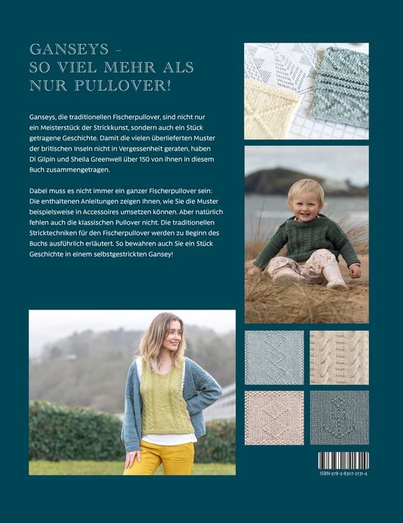 Produktbild: Ganseys. 150 Strickmuster und 10 Modelle inspiriert vom traditionellen Fischerpullover