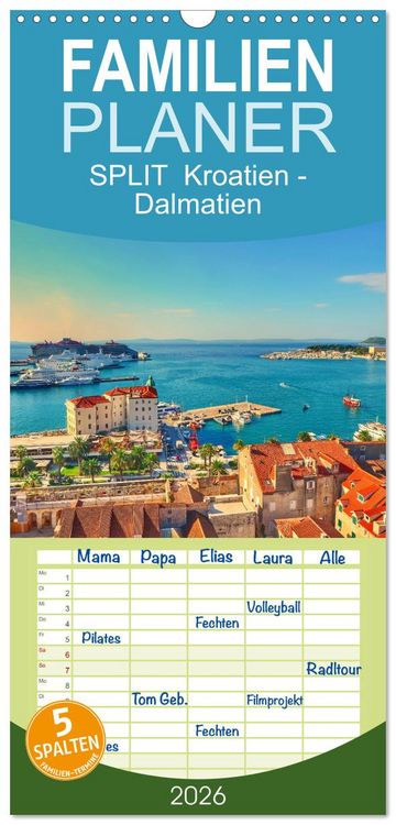 Produktbild: Familienplaner 2026 - SPLIT Kroatien - Dalmatien mit 5 Spalten (Wandkalender, 21 x 45 cm) CALVENDO