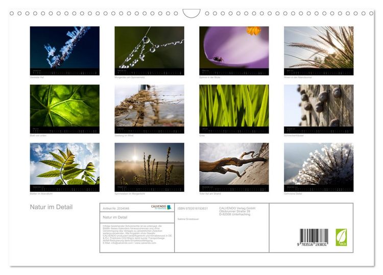 Produktbild: Natur im Detail (Wandkalender 2026 DIN A3 quer), CALVENDO Monatskalender