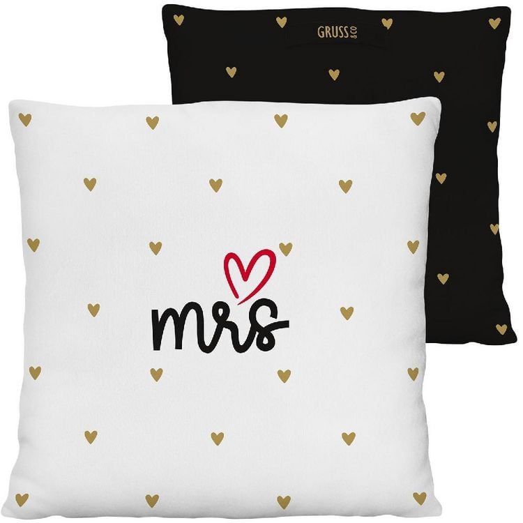 Produktbild: Pl&uuml;schkissen Motiv "Hochzeit Mr. & Mrs."