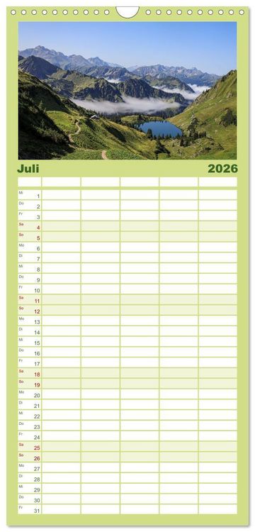 Produktbild: Familienplaner 2026 - Naturparadies Allg&auml;u - Von Oberstdorf bis F&uuml;ssen mit 5 Spalten (Wandkalender, 21 x 45 cm) CALVENDO