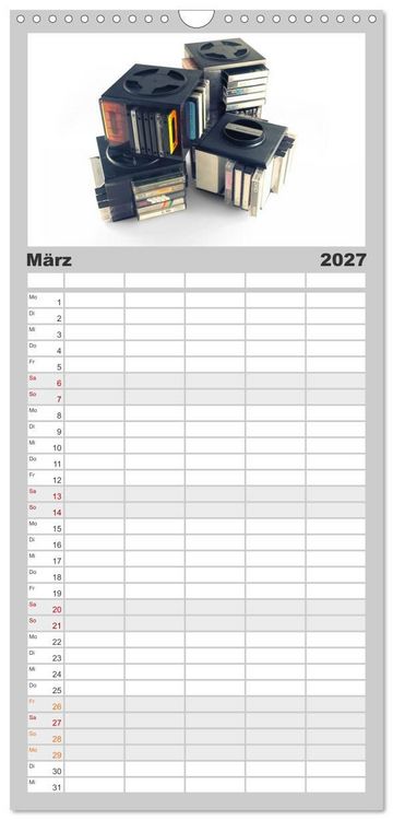 Produktbild: Familienplaner 2027 - Audio Tapes mit 5 Spalten (Wandkalender, 21 x 45 cm) CALVENDO