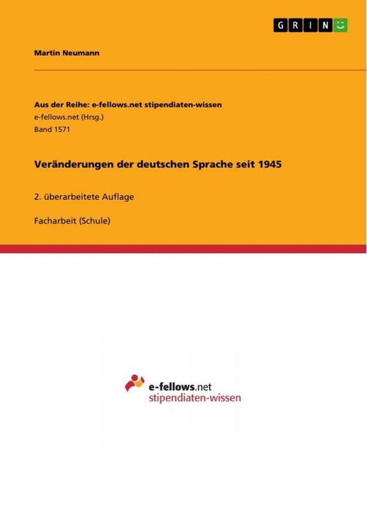Produktbild: Ver&auml;nderungen der deutschen Sprache seit 1945