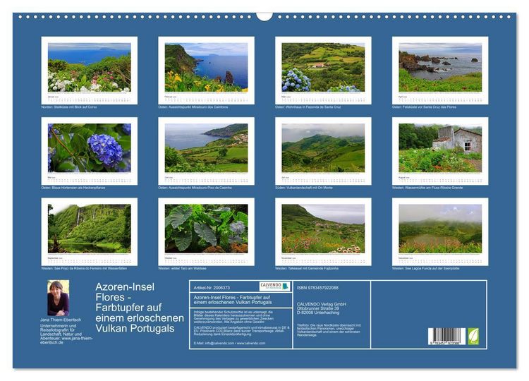 Produktbild: Azoren-Insel Flores - Farbtupfer auf einem erloschenen Vulkan Portugals (Wandkalender 2026 DIN A2 quer), CALVENDO Monatskalender