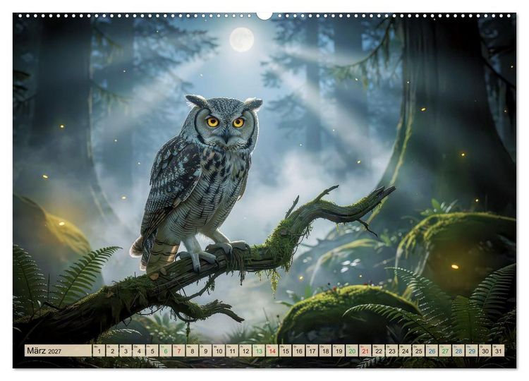 Produktbild: Eulen - furchtlos und elegant (Wandkalender 2027 DIN A2 quer), CALVENDO Monatskalender