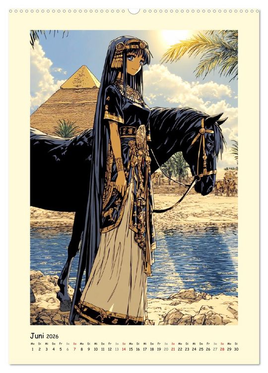 Produktbild: Im alten &Auml;gypten. Manga-M&auml;dchen im Pharaonenland (hochwertiger Premium Wandkalender 2026 DIN A2 hoch), Kunstdruck in Hochglanz