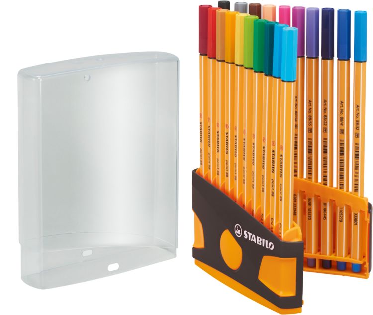 Produktbild: STABILO Fineliner -   point 88 ColorParade - 20er Tischset in anthrazit/orange - mit 20 verschiedenen Farben