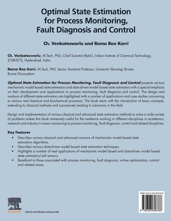 Produktbild: Optimal State Estimation for Process Monitoring, Fault Diagnosis and Control